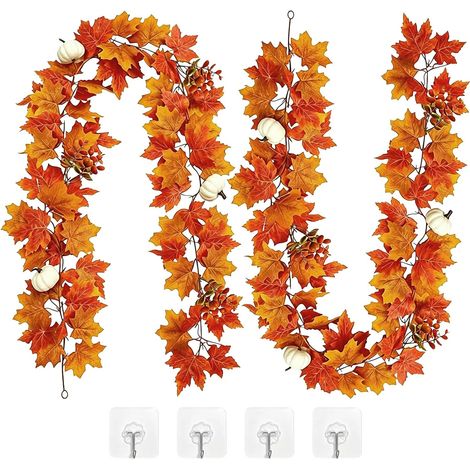 Artificial Autumn Maple Leaf Garland (2 pieces) 175 cm (1/5)