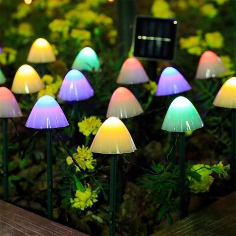 5 mètres 20 lumières Guirlande lumineuse solaire prise de terre guirlande lumineuse champignon (1/4)