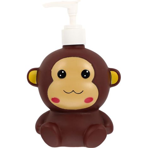 Dispensador de loción con forma de mono de dibujos animados para champú y jabón, con un diseño adorable para baño y cocina. Envase recargable. (1/5)