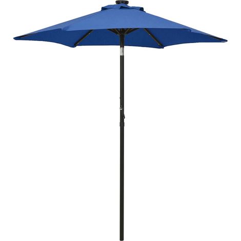 Sonnenschirm mit LED-Beleuchtung Azurblau 200x211 cm Alu