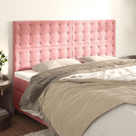 vidaXL Cabecero de cama rosa 160x5x118/128 cm Terciopelo (1/5)