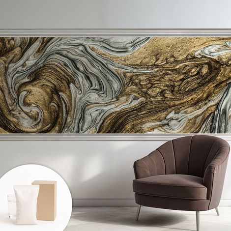 Tapete Vliestapete mit Kleber - Wanddekoration - Wandfolie - 3D Tapete Wand - Wohnungsdeko Abstrakte Wirbel 250x104 cm (1/5)