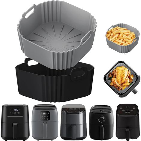 Lot de 2 Moules Silicone Friteuse Air Chaud, Antiadhésif, Résistant 230°C, Pour Appareil 1-2L