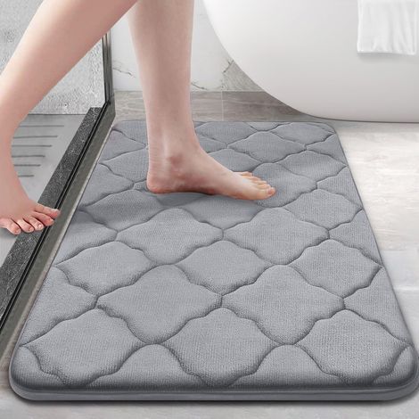 Alfombrilla de baño de espuma viscoelástica de 61 x 40,6 cm, ultrasuave, antideslizante y absorbente, lavable y secable a máquina, cómoda y gruesa para el suelo del baño. (1/5)