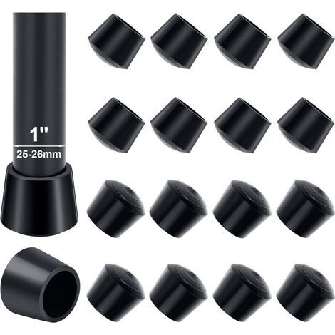 25mm Capuchons de Pied de Chaise, Sopito 16 Pcs Ronds en Caoutchouc Meubles Tasses Capuchons de Pied de Chaise Couvre-Pieds de Table Protecteurs de Sol Antidérapants, Noir (1/4)