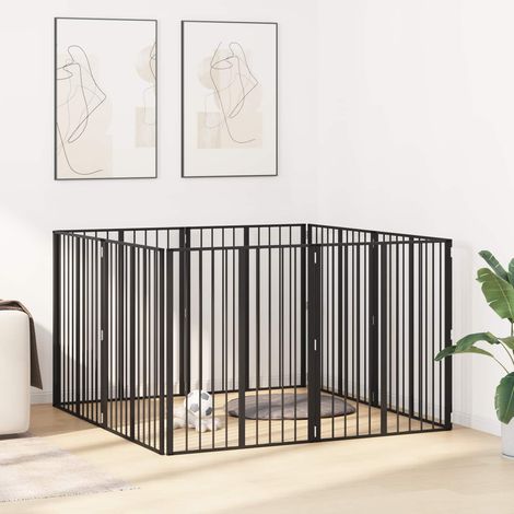 Puerta para perros 8 pcs Negro 80 x 100 cm Acero Galvanizado