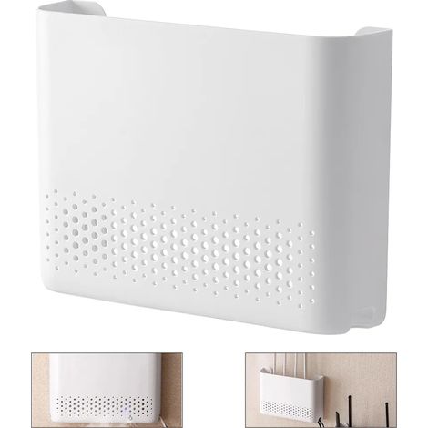 Scatola porta router, 25,617 cm, con fori multipli per una facile gestione dei cavi, colore bianco. (1/3)