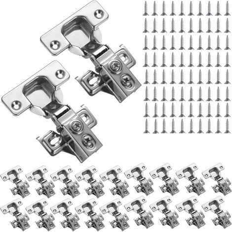 Furniture Hinges, 20 Pack Stainless Steel Soft Close Hinges for Kitchen Cabinet Door Hinges with Fixing Screws (1/5)