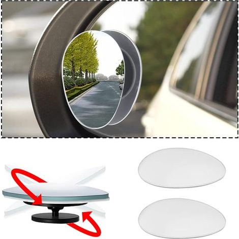 Miroirs D'angle Mort, Rétroviseurs HD Sans Cadre, Miroirs En Verre Grand Angle Réglables pour Toutes Les Voitures SUVs Camionnettes Camions et Motos Accessoires Automobiles(Ovale) (1/4)
