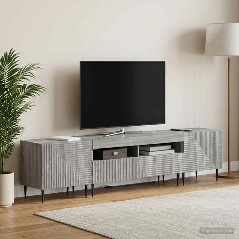 vidaXL 3 Piece LED TV Cabinet Grey Sonoma Engineered Wood (1/5)