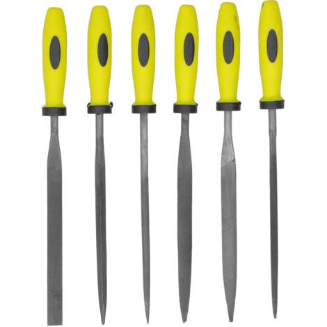 Fafeicy 6pcs Small File Set, Portant des Fichiers en Acier pour Le Polissage en Métal, Rond, Excellent Poignée TPR, Fichier carré Pointu/Plat, adapté au Métal, en Verre, à la des (1/5)