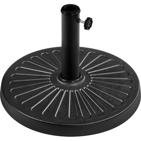1 Socle De Parasol Rond 44x32 Cm Résine Aspect Métallique 10 Kg Pour Terrasse Jardin Piscine Noir (1/5)