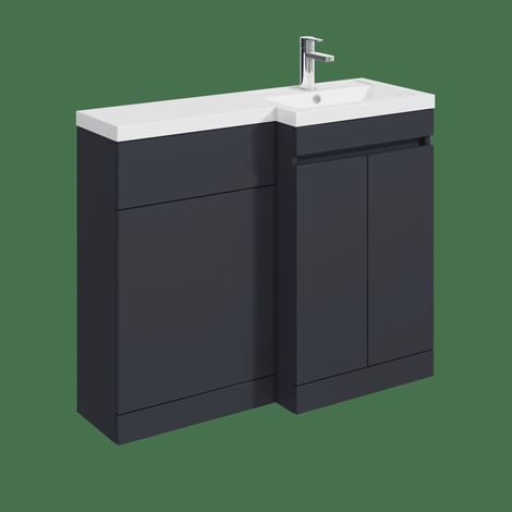 Balterley Tean 1000mm Floor Standing Compact Unit with Right Hand Polymarble Basin - Dark Grey