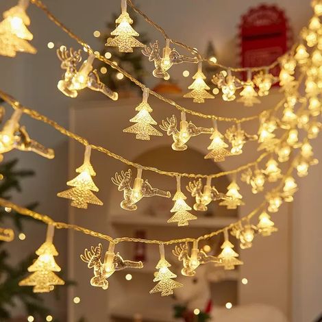Guirlande Lumineuse Soavoa 12M 100 LED Solaire Étanche Décoration Noël Intérieur Extérieur Jardin Fête Mode Renne Arbre (1/4)