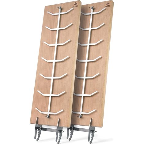 Lot de 2 Planches à saumon, Support acier inoxydable, Bois hêtre massif, Réglable 5 angles, Pour barbecue et brasero (1/5)