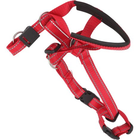 Collier de tête respirant pour chien, harnais de tête avec protection de gueule et sangle ajustable, rouge, taille L, idéal pour l'extérieur. (1/5)