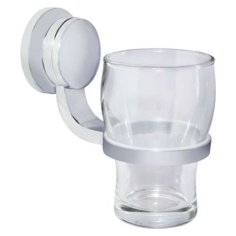 Perfetto 3 Zahnputzbecherhalter mit Glas (klar), Messing massiv, PERF-GH3 verchromt