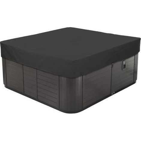 Couverture pour Bain à Remous Extérieur, Housse de Protection pour Spa en Tissu Oxford 210D Imperméable Anti-poussière Bache de Piscine Carrée,Noir,231x231x30cm (1/4)