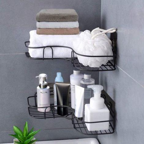Etagère d’Angle De Douche Antirouille, étagères de Salle de Bain, Serviteur Douche Montage sans Perceuse Murale Douche étag (1/2)