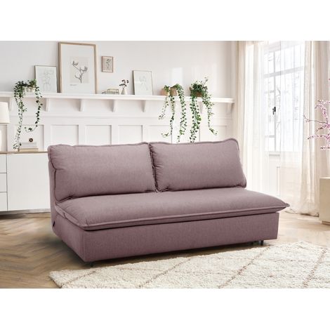BOBOCHIC - Canapé droit convertible ouverture express ISADORA tissu chiné Rose (1/5)