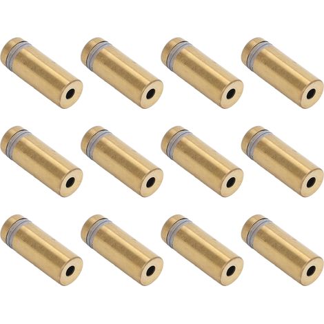 Lot de 12 vis d'écartement en acier inoxydable plaqué or brossé, clous publicitaires pour panneaux de support acryliques, 12 x 30 mm (1/5)