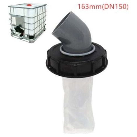 IBC-Tankdeckel mit waschbarem Nylonfilter für 1000-Liter-IBC-Regenwassertanks, IBC-Deckelfilter, IBC-Tankzubehör, Nylon-Regenwasserfilter (Schwarz, 163 mm, 45 d)