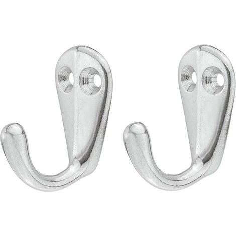 2x Crochet simple en aluminium finition polie à visser Meuble Cuisine Salle de Bain Porte Serviette Manteau Chemise Torchon Décoration Maison Patère Murale, hauteur 30mm