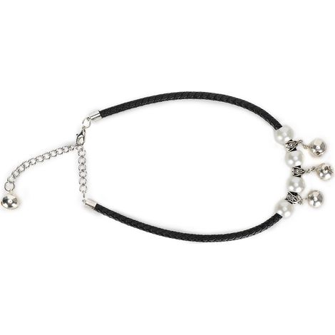 Collier tissé ajustable pour chien et chat avec clochettes - Noir XS (1/5)