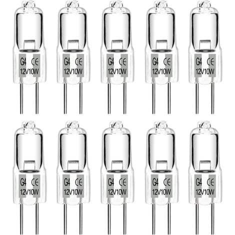 Ampoule Halogène G4 10W 12V Blanc Chaud Dimmable, Transparente Ampoule Halogene pour Les Lustres en Cristal, Lot de 10