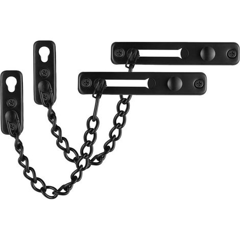 Noir mat (2 pièces) - Chaîne de porte - Verrou de sécurité à chaîne - Chaînes de porte avec ressort de sécurité - Pêne antivol - Chaînes de porte pour porte intérieure et verrou supplémentaire pour po (1/5)