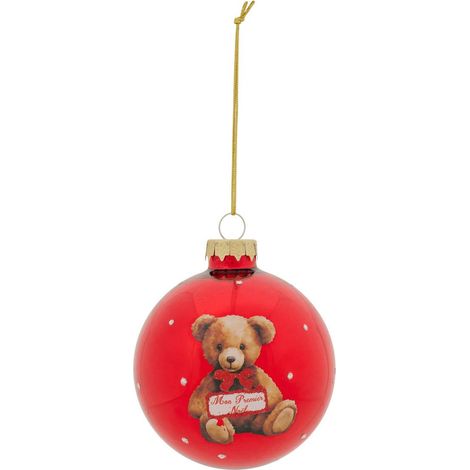 Palla di orsacchiotto in vetro my first christmas d.8cm rosso - Atmosphera créateur d'intérieur