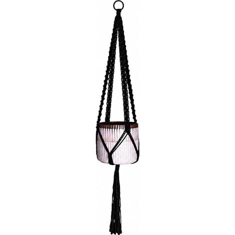 Suspension pour plante en macramé, corde de coton faite main (1/5)