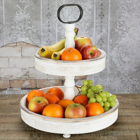 Etagere 2 Tier Serving Tray Vassoio Bianco Serving Stand Etagere Frutta Vassoio Pasticceria Vassoio Vintage Cake Stand (1/4)