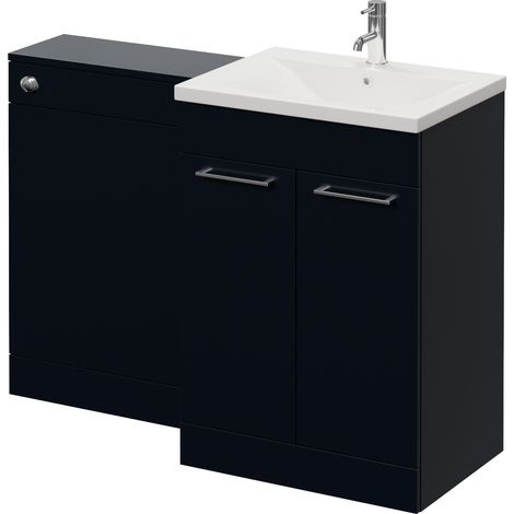 Napoli 460 Cento Deep Blue 1200mm 2 Door Vanity Unit Toilet Suite with Glide Basin - 1200mm - Chrome 160mm HandleWithout Kingston Toilet Pan