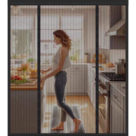 Magnetischer Moskitonetzvorhang, magnetisches Tür-Moskitonetz, eleganter Anti-Moskito-Vorhang, ideal für Türen und Terrassen, hält auch andere Insekten und Krabbeltiere fern, beidseitig zu öffnen, aut (1/5)