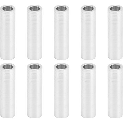 Satz mit 10 runden Distanzstücken aus Aluminiumlegierung, ohne Gewinde, 6 mm Außendurchmesser, 20 mm Länge (1/5)