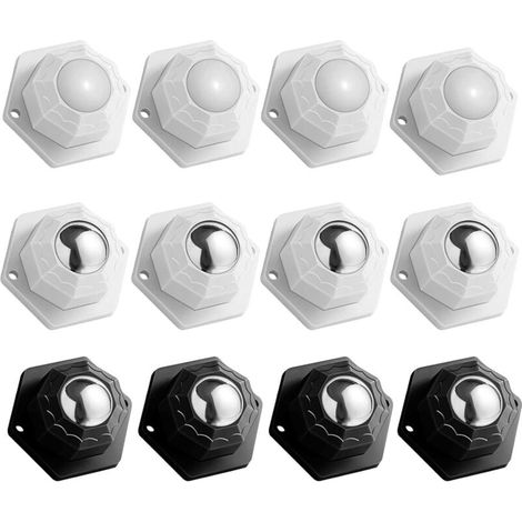 12 Pièces Petite Roulettes pour Meubles, Spetites Roulettes Adhésives, Roulettes Silencieuses pour Meubles Noir Et Blanc, Mini Roues à Rouleaux pour Petits Articles Ménagers (1/4)