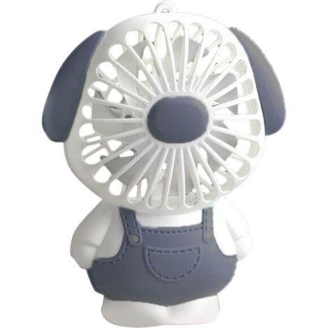 Ventilateur USB Miniature Animaux Mignons 2 Vitesses Antidérapant avec Dragonne Lumineux Cadeau Étudiant Modèle Chien Gris (1/5)