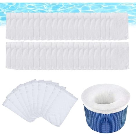 Lot de 50 chaussettes pour skimmer de piscine maille ultra-fine lavables et réutilisables en nylon élastique. (1/5)
