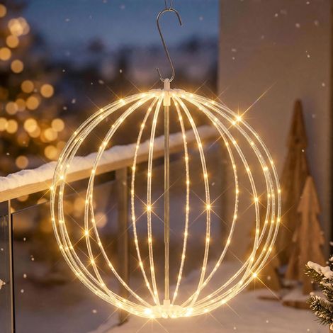 Leuchtball 40 cm transparent mit Twinkle Effekt für Außen - 160 LEDs - Leuchtkugel mit Flashing Lights in warm weiß batteriebetrieben