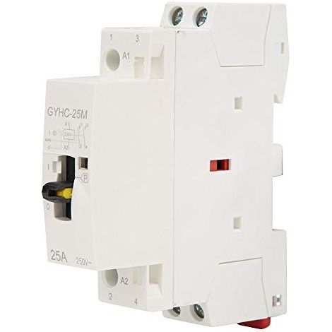 2P 25A Rail DIN Ménage AC Contacteur avec Interrupteur de Commande Manuel Ménage AC Contacteur pour Bâtiment (2NO) (1/5)