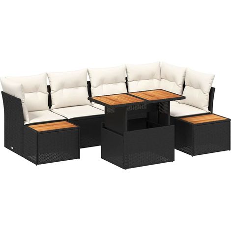Maison Exclusive - Garten-Sofa-Set mit Speicher 10 pcs Schwarz Po