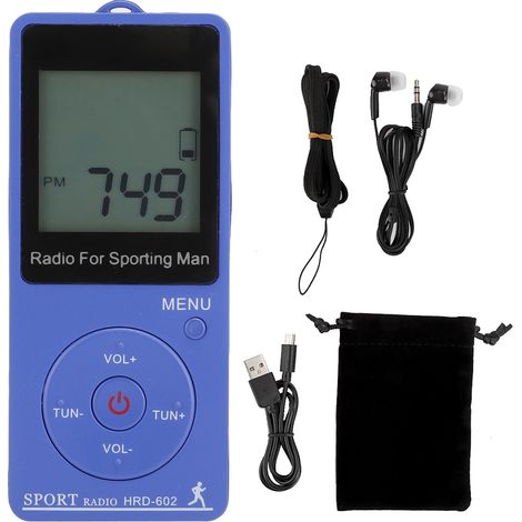 Mini radio FM/AM numérique compact avec affichage digital, fonction podomètre et réglage de fréquence, idéal pour le sport portable (1/5)