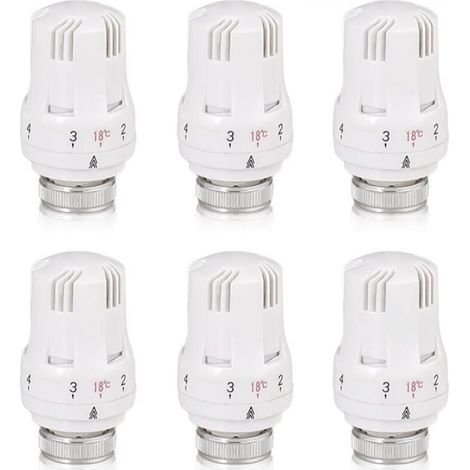 Tête Thermostatique de Radiateur - 6 Pièces, M30 X 1,5 pour Maison et Bureau (1/4)
