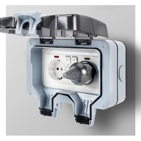 Prise extérieure IP66 étanche, Prises Doubles, Prise de Jardin, Montage en Surface, Contact Protection pour pièces humides, Jardin, Utilisation extérieure, Prise extérieure (1/5)