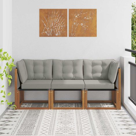 vidaXL  Outdoor Middle and Corner Sofa  with Cushion 3 Piece Natural