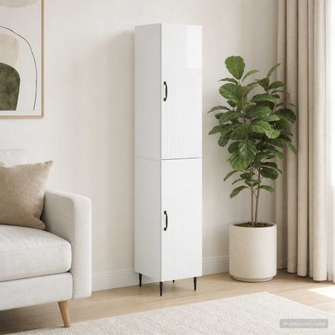 vidaXL Schrankset 2 pcs Hochglanz Weiß 33 x 34,5 x 89,5 cm (1/5)