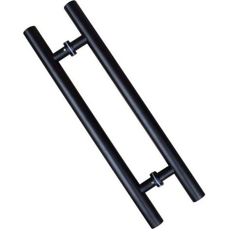 Poigne de porte coulissante, double face en forme de H, poigne de porte battante robuste, noire Longueur 600 mm Espacement des trous 400 mm (1/4)