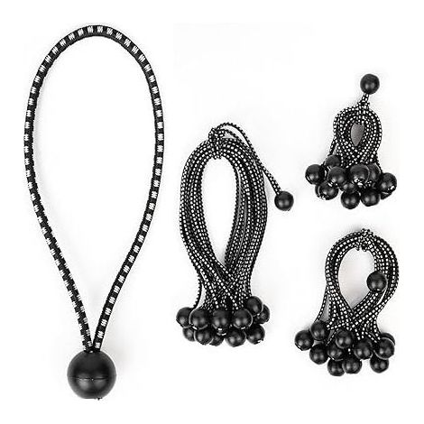 Tendeur élastique 45 pièces, tendeur de bâche, tendeur avec boule, élastique pour bâche, tentes, fixation de bâche de camping pour de nombreuses applications extérieures (10/15/22 cm) (1/5)