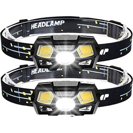 2er-Pack LED-Stirnlampe mit Bewegungssensor, wiederaufladbar über USB, freihändig, wasserdicht, für Camping und Wandern, 800 Lumen (1/5)